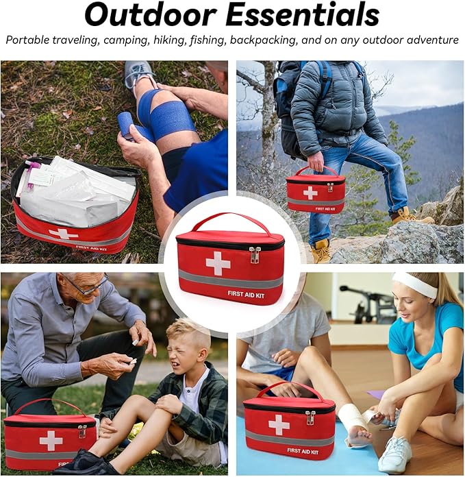 Faylapa Empty First Aid Bag for Home Outdoor Travel Car Camping Hiking, 10.2x5.5x5.5 inches Storage Bag Bag Portable Pouch