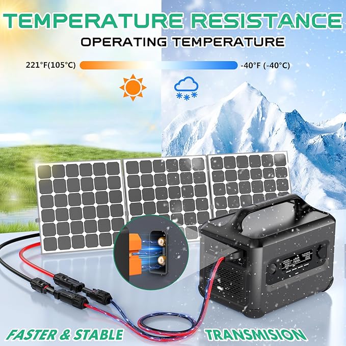 10AWG XT60i Solar Cable 30FT, Solar to XT60i Cable 3 10 15 20 25 40 50FT, Solar Panel Connector to XT60i Adapter Cable, XT60i Solar Charging Cable for Portable Power Station - 30Ft