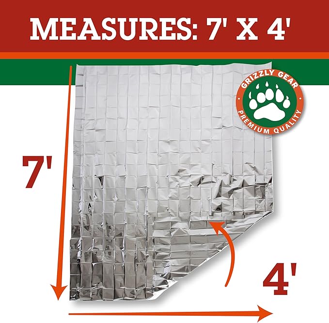 Emergency Mylar Thermal Blankets (4 Pack) Survival Kit Camping Blanket-Hiking Outdoors, Marathon Runs or First Aid Set-Bug Out Bag-Keep Heat Insulated