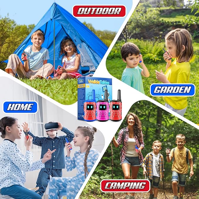 Walkie Talkies for Kids Rechargeable: 3 Pack Kids Walkie Talkies Outdoor Toys for 3 4 5 6 7 8 Year Old Boys Girls Grandkids Christmas Birthday Gifts Stocking Stuffers Age 3-6 Year Old Boy Girl Hiking