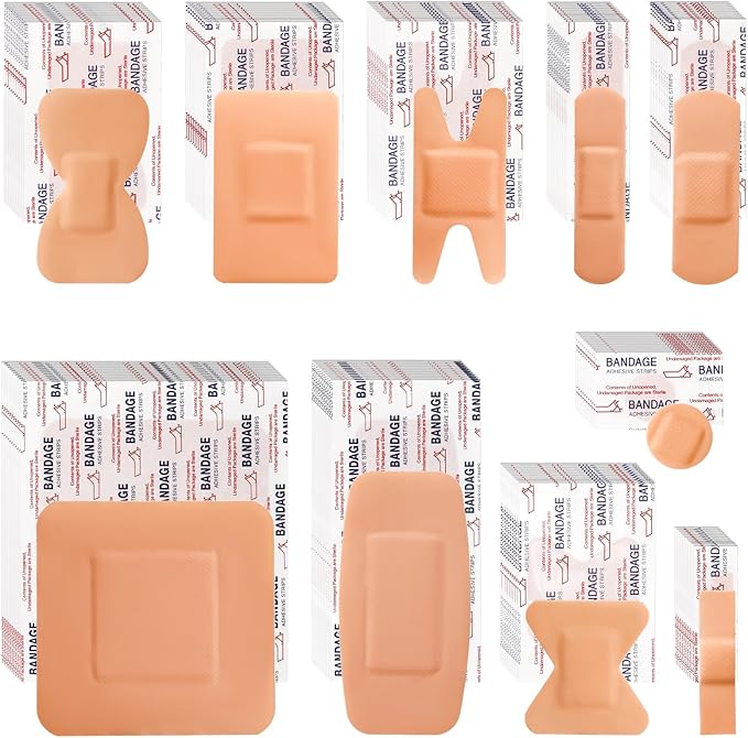 Bandages Variety Pack - 400 Pcs Assorted Bandages Bulk, Large Adhesive Fingertip Bandage, Waterproof Bandage Breathable for First Aid and Protect Wounds (10 Styles)
