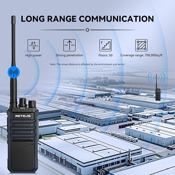 Retevis RT86A Long Range Walkie Talkies, GMRS 2 Way Radio Earpiece with Mic, High Power Two Way Radio, Durable, Group Call, for Industrial Warehousing(10 Pack)
