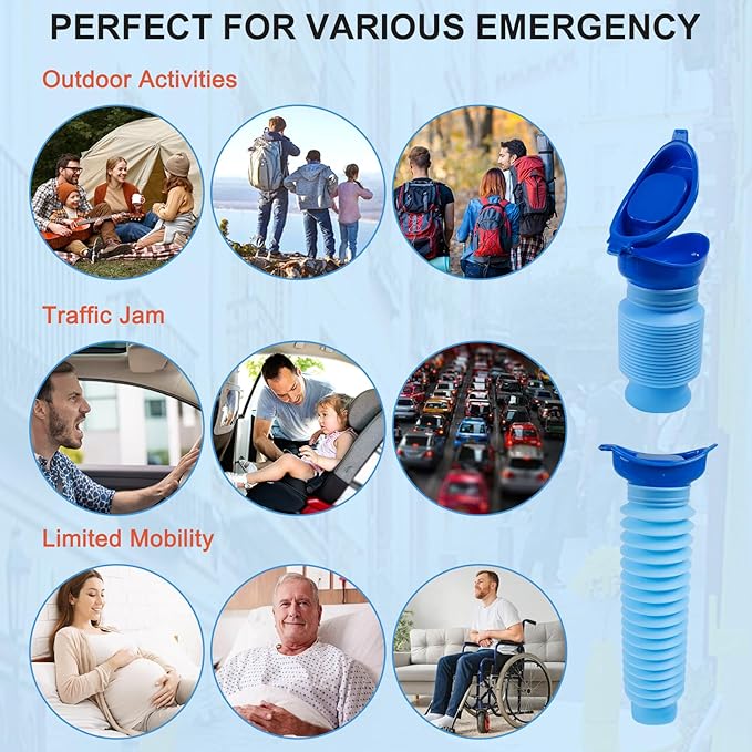 Pee Bottles for Men, Collapsible Urine Bottle 750ML, Portable Urinal for Women, Emergency Urinal Spill Proof Pocket Toilet for Car, Travel Urinals Potty for Camping, Traffic Jam, Road Trips, Hiking