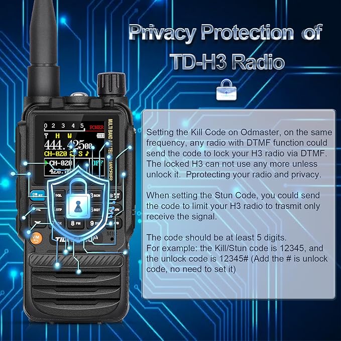 TIDRADIO TD-H3 Ham Radio Type C & Wireless Programming(4PCS Batteries)，8-Band Long Range Walkie Walkies Rechargeable Handheld Portable Full-Featured 2 Way Radios- Black, Full Kit 2Pack