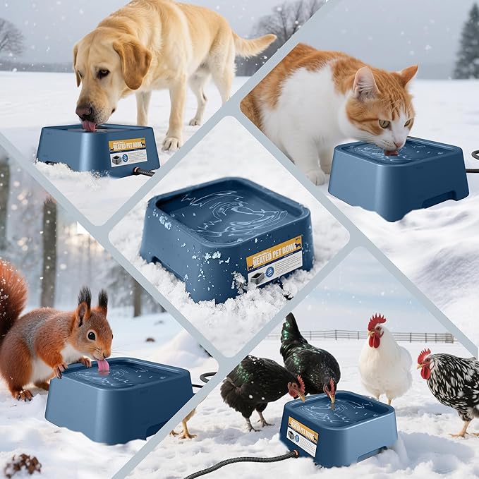 Heated Water Bowl for Dogs & Cats, 3.5L/120oz Large Heated Dog Bowl for Pets, Livestock & Outside Animal, Safe Anti-Tip Heated Pet Bowl for Indoor/Outdoor, Melts Ice, Wide Mouth, 25W, Blue