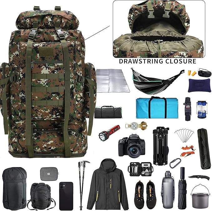 Hiking Backpack for Men 70L/100L Camping Backpack Military Rucksack Molle 3 Days Assault Pack for Climbing