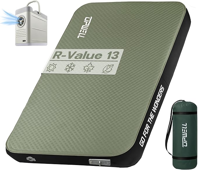 UPWELL Self Inflating Sleeping Pad 4.5" Thickness Camping Mattress with Solid Foam Double Sleeping Mat Portable Fast Inflation for Outdoor Mat Portable Roll Up，with air Pump