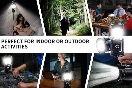 KunHe 12-Pack 1800mAh Collapsible Portable LED Camping Lantern Lightweight Waterproof USB Rechargeable LED Flashlight Kits for Indoor Outdoor Home Emergency Light Power Hiking