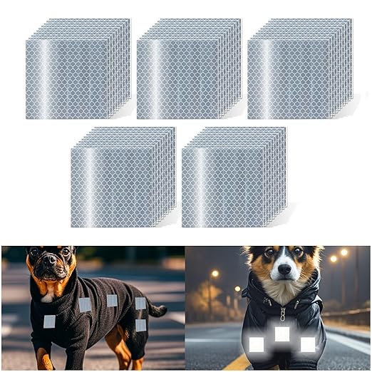 Non Fading White Reflective Stickers 2 inch X 2 inch, Outdoor Waterproof High Visibility Warning Safety Adhesive Reflector Tape (50 Pcs)