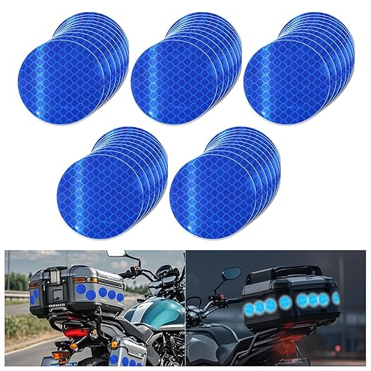 Non Fading Blue Reflective Stickers 2-inch Diameter Round Reflector, Outdoor Waterproof High Visibility Warning Adhesive Tape (50 Pcs)