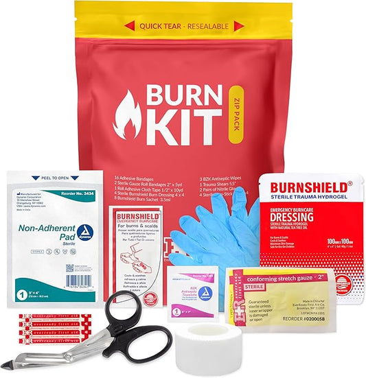 Ever Ready First Aid Emergency Burn Kit in Compact First Aid All-Purpose Resealable Pack for Home, Office & Travel