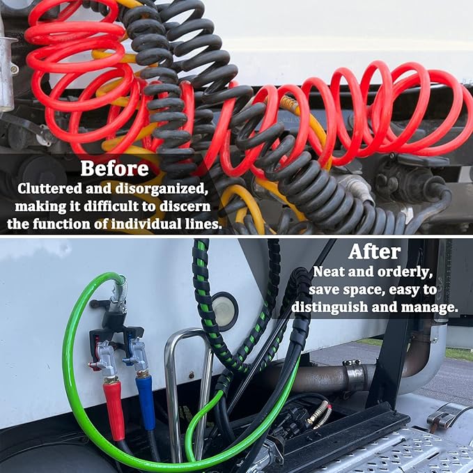 15ft 3 in 1 ABS & Power Air Line Hose with Glad Hand Tender Spring Kit Gladhand & Rubber Seals Air Lines for Semi Truck Tractor Trailer