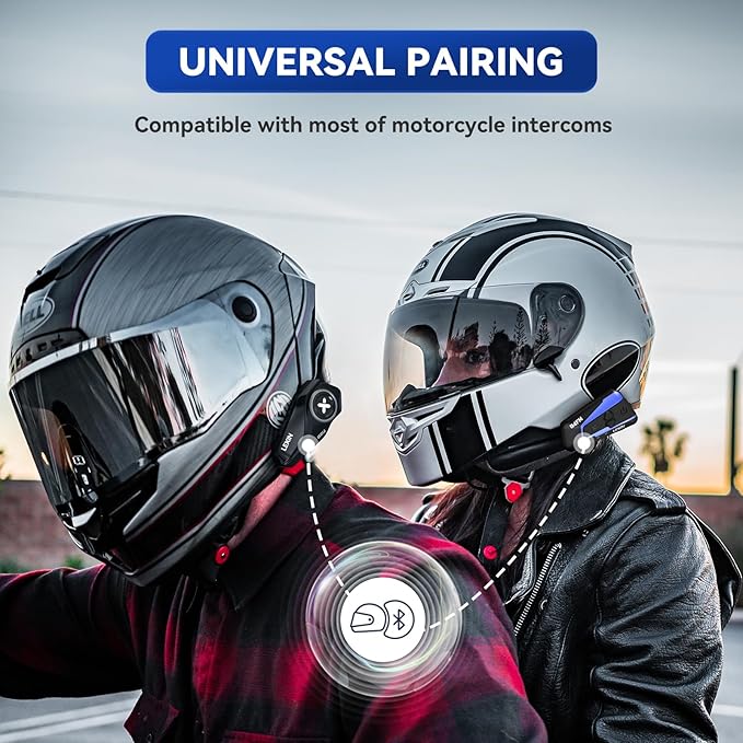 LEXIN G2P Motorcycle Helmet Bluetooth Headset, Group Intercom Communication System, FM Radio/ 6 Shells/Universal Pairing/Private Talk/Noise Cancellation, Fit for Snowmobile/ATV, 1 Pack