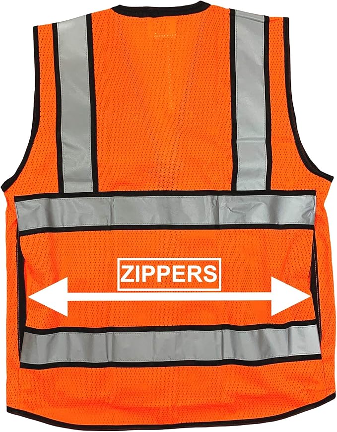 (B Engineer Safety Vest, High Visibility Reflective Safety, Vest Mesh with Zipper and pockets