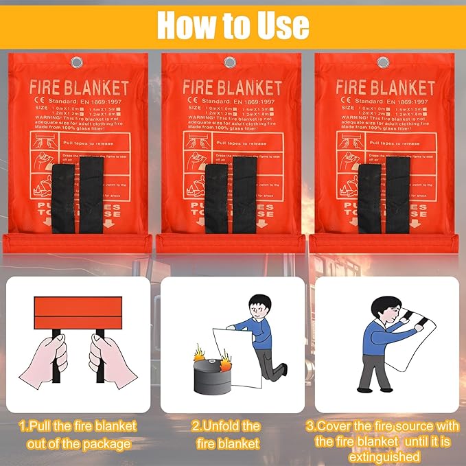 50 Pack Fire Blanket for Home and Kitchen Bulk 39 x 39 Inch Emergency Fire Blanket Fiberglass Fire Blankets Emergency Fire Retardant Blankets for Home,Kitchen,Camping School(Orange)