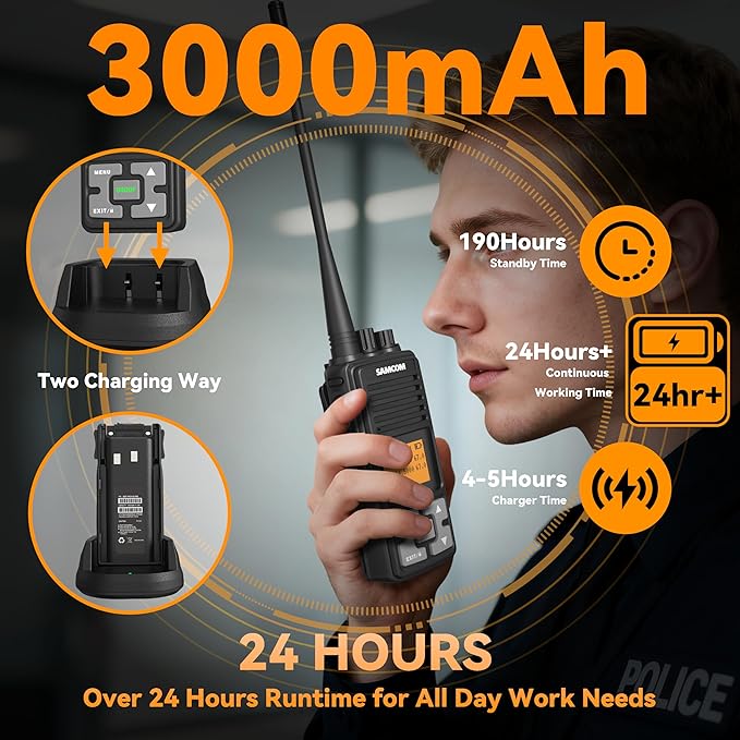 SAMCOM FPCN10A-PRO Long Range 2 Way Radios, Rugged Two-Way UHF Radio Walkie Talkies,Custom Channel Names, Group Call, Voice Playing for Construction,Commercial, Schools, Security (2 Pack)