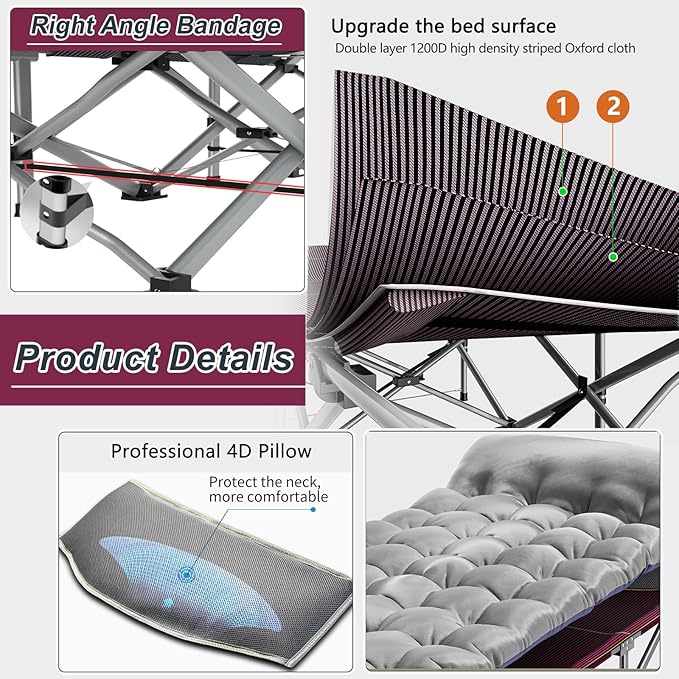ABORON Heavy-Duty Folding Guest Bed for Adults, 500lb Capacity, Portable Extra Cot with 1244D Double Layer, Ideal for Indoor Guest Stays & Temporary Home Use