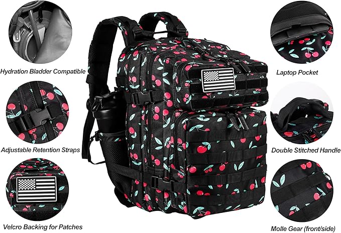 LHI Tactical Military Backpack for Men and Women 25L/35L Army Assault Pack Bag Small Rucksack with Bottle Holder