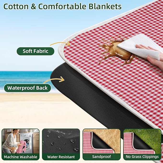 Picnic Basket for 2 with Waterproof Picnic Blanket, Wicker Picnic Set Kit with Cooler for Beach, Insulated Picnic Baskets, Bridal Shower Gift Wedding Gifts with Mr Mrs Wine Glasses and Greeting Card