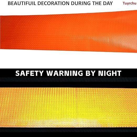 Orange Reflective Tape Outdoor Waterproof 8 inch High Visibility Hazard Conspicuity Safety Industrial Marking Tape (66 feet)