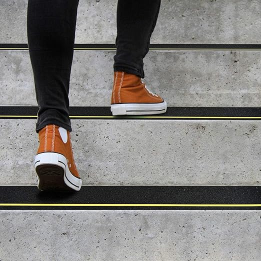 COSIMIXO 4" x 33FT Anti Slip Tape with Reflective Stripe,Premium Grip Tape Non Slip Stair Treads Tape,Non Skid Tape, High Traction Adhesive for Stairs Step Black/Yellow