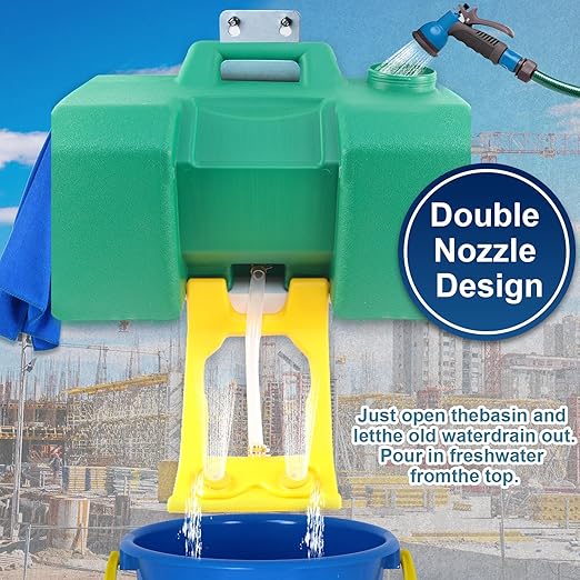 8 Gallon Eye Wash Station, Portable Eyewash Station OSHA-Approved, Wall Mounted Emergency Eyewash Station Kit with Dual Spray, First Aid Eye Wash Station for Factories, Laboratories(Green)