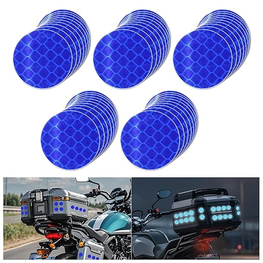 Non Fading Blue Reflective Stickers 1-inch Diameter Round Reflector, Outdoor Waterproof High Visibility Warning Adhesive Tape (50 Pcs)