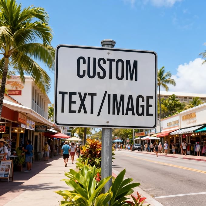 Custom Outdoor Metal Sign, Personalized 12x8 Inch Durable Rust-Free Aluminum with Reflective Option, Perfect for Driveway, Farm, Office, or Storefront Display. Single/Double Sided.