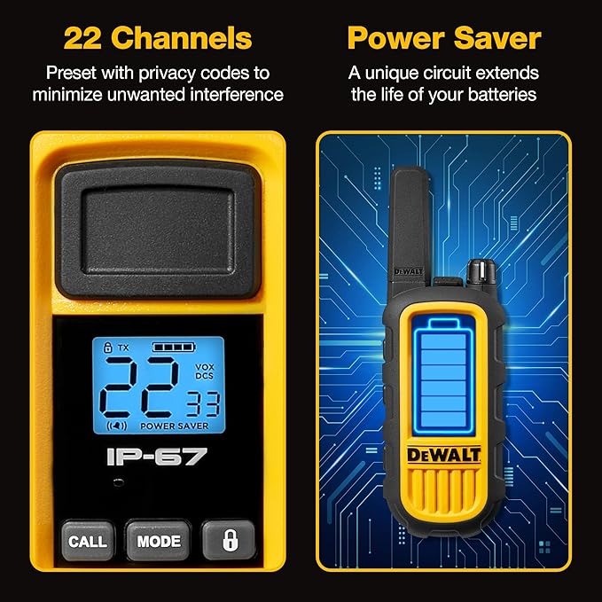 DEWALT FRS Walkie Talkies Long Range 2 Way Radio, 2 Watt, Waterproof & Rechargeable, 24 Pack with 4X Gang Chargers, 4DXFRS800-BCH6