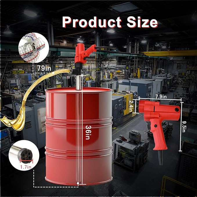 1980W Electric Fuel Transfer Barrel Pump, 110V 11000RPM,for 55Gallon Electric Transfer Pumps with 36in Stainless Steel Tube and 6.6ft Steel Wire Hose, for Diesel,Lubricants,Slightly Viscous Liquids