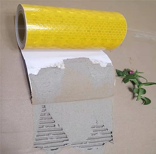 Industrial Reflective Tape Yellow 4 inch for Bikes, Outdoor Waterproof High Visibility Safety Warning Adhesive Stickers Strips (10 feet)