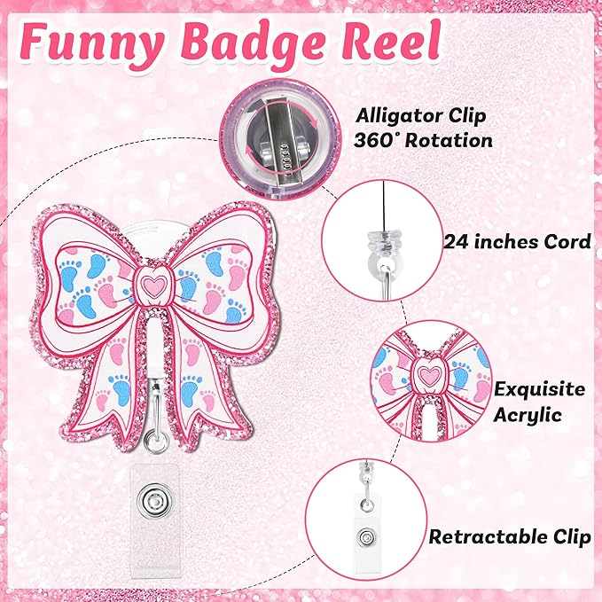 Labor & Delivery Badge Reel with Alligator Clip Funny ID Badge Holders Cute RN LPN CNA MA PCT Badge Buddy Nursing Medical Students Nurse Accessories for Work