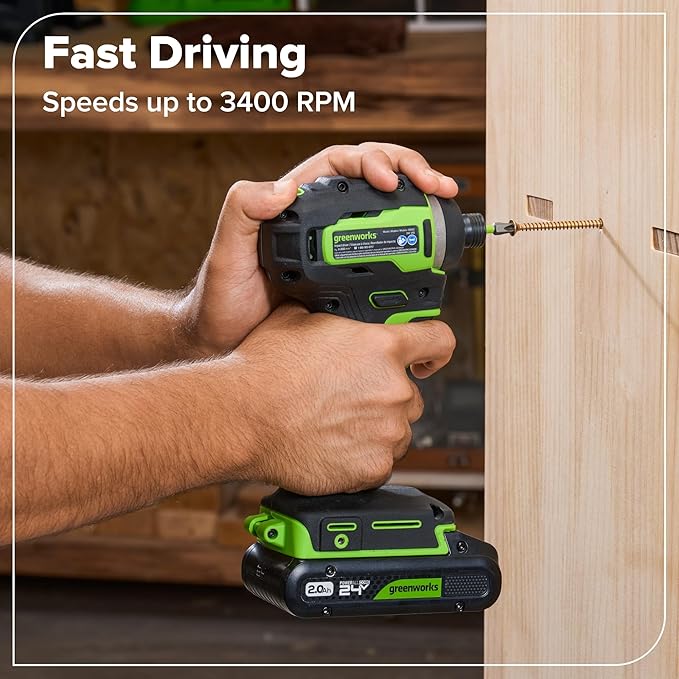 GREENWORKS 24V (6-TOOL) Combo (Drill, Impact Driver, Circular Saw, Reciprocating Saw, Multi-Tool, Flashlight), 4.0Ah + 2.0Ah (24,000mAh Power Bank) Batteries, (2) Cables, 65W Rapid Charger