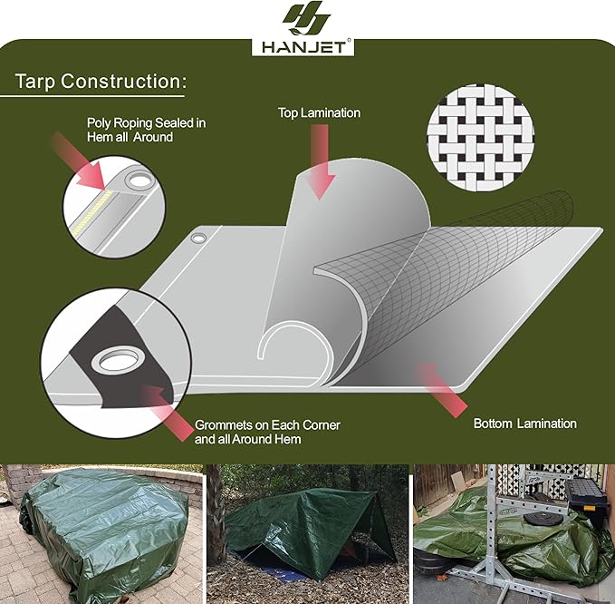 Tarp Heavy Duty Thick 20' x 30' 9-mil Rip-Stop Outdoor Tarps Shelters Green