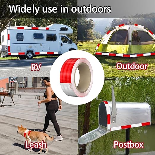 Reflective Tape, 2 Inch x 30 Feet - High Intensity - Red & White Reflective Safety Tape Waterproof Conspicuity for Trailer Reflector Trucks Bikes Baby Strollers Helmets