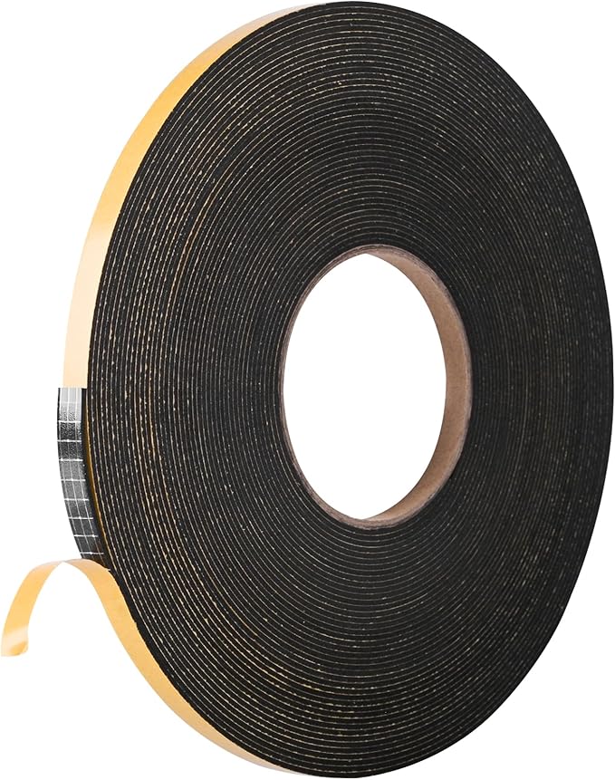 Self Adhesive Foam Tape Weatherstrip 1/4in x 1/16in x 98.4Ft High Density Foam Insulation Strips Foam Seal Weather Stripping with Strong Adhesive for Door and Window Sound Isolation Soundproofing