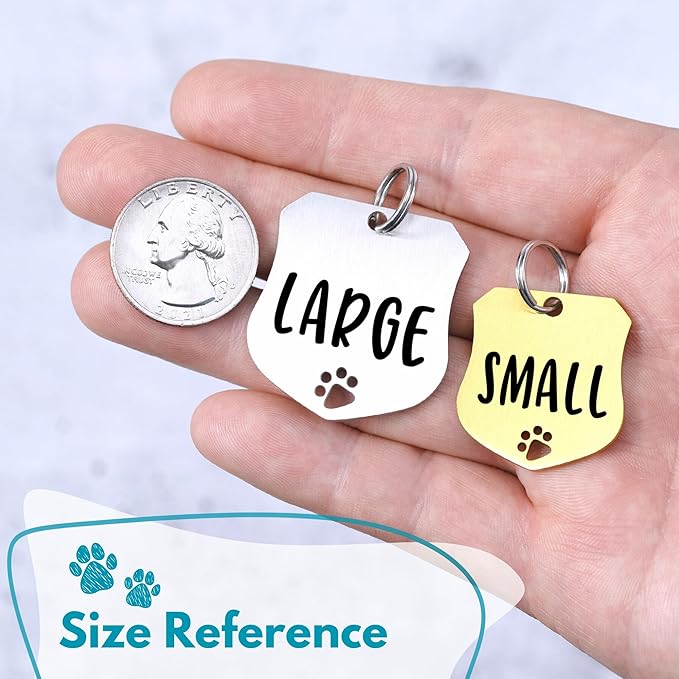 Ultra Joys Dog Tags Personalized for Pets - Hollow Paw Custom Pet ID Tag - Engraved Dog Tag for Small, Large Dogs - Small Badge in Silver