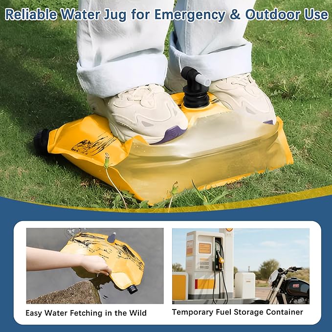 Water Jug Camping 2.1 Gallon Collapsible with Spigot, BPA Free Portable Water Pouch Foldable Water Bags for Outdoor Hiking, Travel and Emergency & Water Storage Containers (Orange-2Pcs)