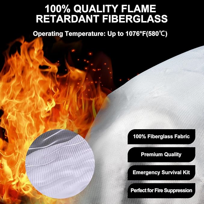 Home Emergency Fire Blankets 59“ x 59” Fiberglass Fire Blankets Essential Emergency Fire Blankets for Home and Kitchen 2 Packs