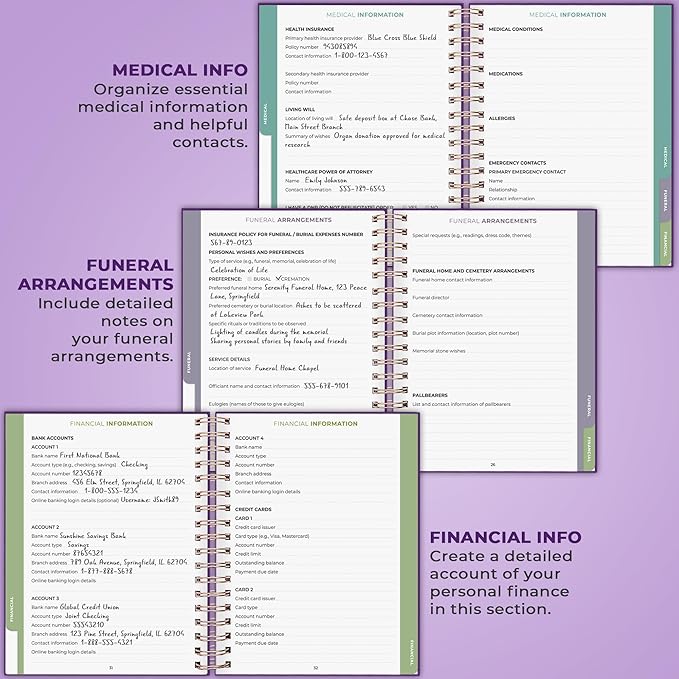 Clever Fox When I Die Planner With Pockets for Documents – End-of-Life Organizer Binder for Important Personal Info & Final Wishes (Purple)