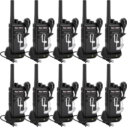 MT-5X Walkie Talkies Long Range for Adults, FRS Radios Walkie Talkie with Conduit Earpiece, Walkie Talkies Rechargeable Type-C Charging Battery, Two Way Radio for Hiking, School（10 Pack）