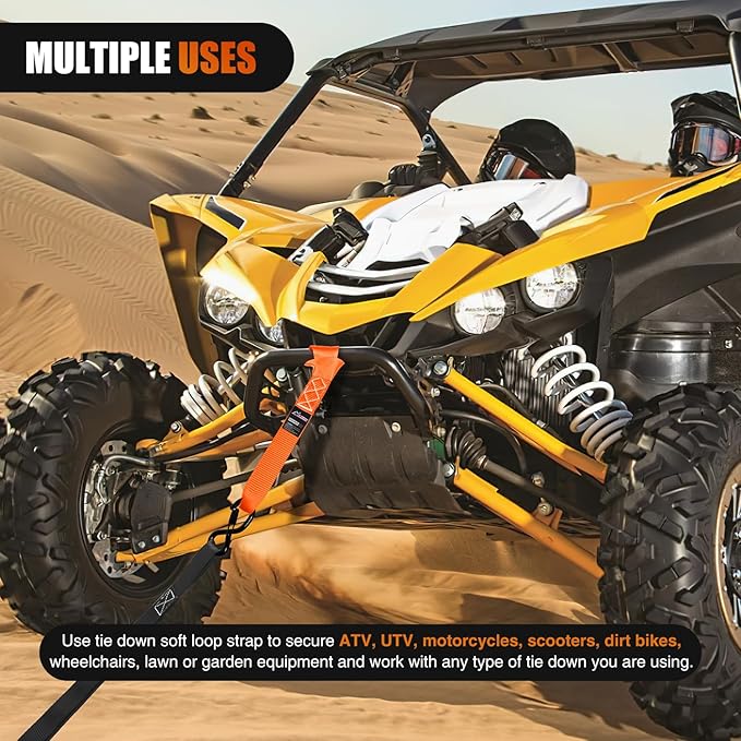 Nilight Soft Loop 1.7”×17" Motorcycle Tie Down Straps Heavy Duty 12000Lbs Max Break Strength for Securing ATV UTV Kayak Moving Cargo (8PK-Orange)