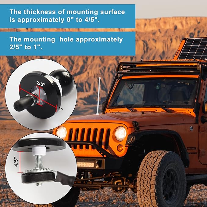 Universal Boat Radio Antenna - Flexible Mast for AM/FM, Yacht, Pontoon, Golf Cart, ATV, UTV, RV, Excavator, Tractor & Car Stereo