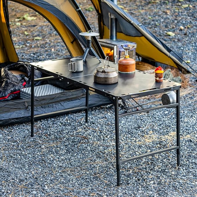 Camping Folding Table Tactical Table with 5 Adjustable Heights (40.9" L x 18.9" W) Portable Outdoor Folding Table with Carry Handle, Bonus Storage Bag for Camping, Picnic, Party