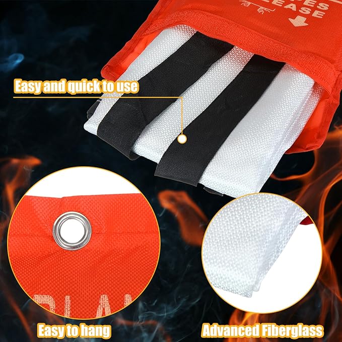 50 Pack Fire Blanket for Home and Kitchen Bulk 39 x 39 Inch Emergency Fire Blanket Fiberglass Fire Blankets Emergency Fire Retardant Blankets for Home,Kitchen,Camping School(Orange)