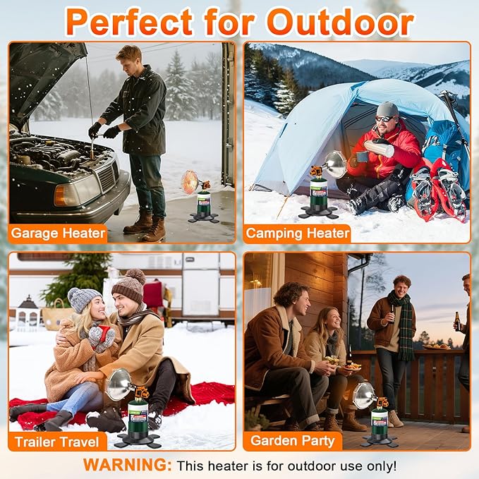 Propane heater, 9200 BTU Portable Propane Heater with Foldable Gas Cylinder Stand for Camping, Tent, Hiking, Ice Fishing, and Hunting(Fuel Cylinder Not Included)