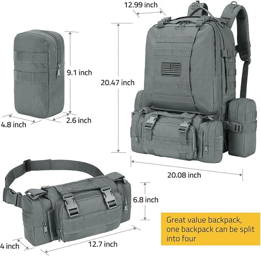 CVLIFE Tactical Backpack Military Army Rucksack 60L Large Assault Pack Detachable Molle Bag…