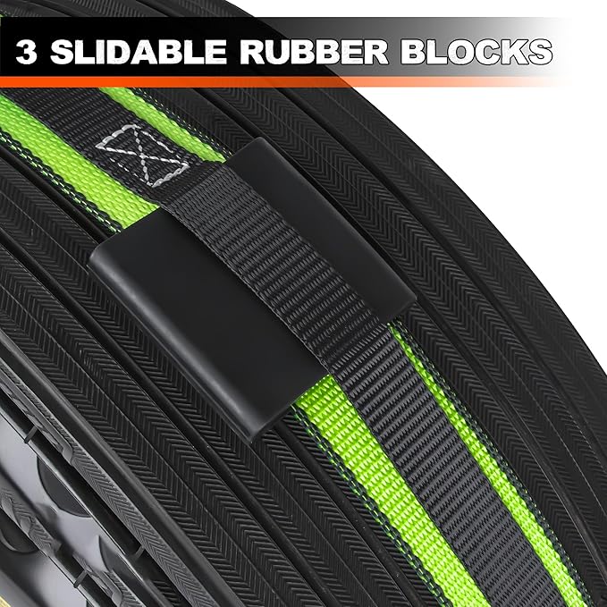 2" x 16' E Track Tire Straps with Fittings, 4 Pack, Car Tie Down Straps for Trailers, Over The Wheel Ratchet Strap with Rubber Blocks, Vehicle Auto Tie Down Kit for Hauling Oversize Tires