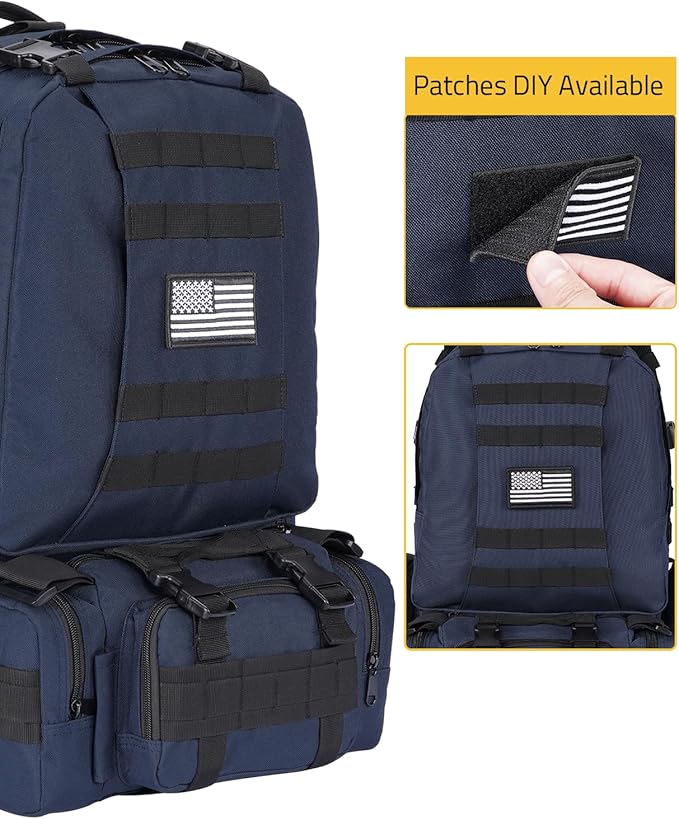 CVLIFE Tactical Backpack Military Army Rucksack 60L Large Assault Pack Detachable Molle Bag…