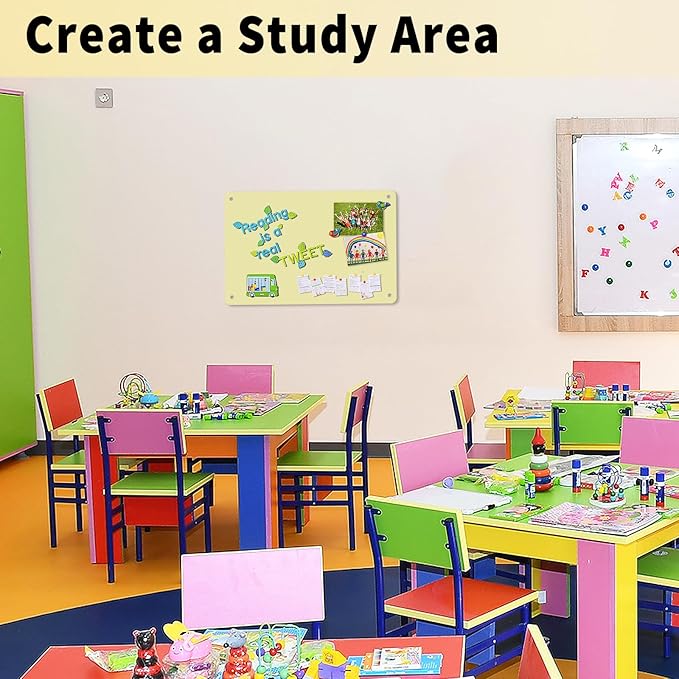 2Pack Magnetic Board 17.5" x 11.4" Magnet Bulletin Board is Suitable for displaying Notes, Photos,Magnetic Letters,Suitable for Walls, refrigerators, cabinets, etc（Yellow）